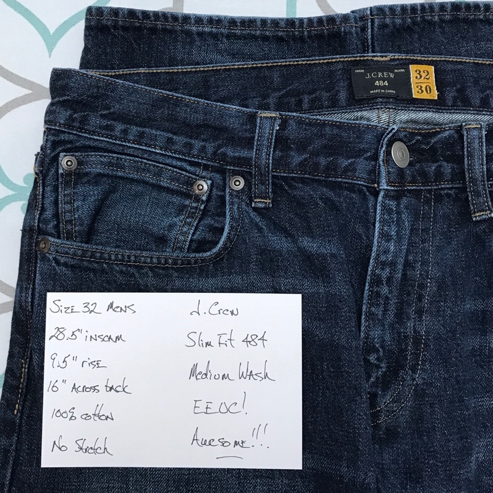 32X28.5โ๐๐J. CREW! DARK! FADED!๐๐SLIM FIT 484! - Picture 6 of 8